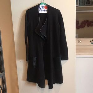 Black cardigan with leather pockets